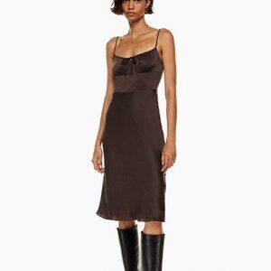 NWT Wilfred Bellow Satin Dress- Rich Mocha Brown- 00